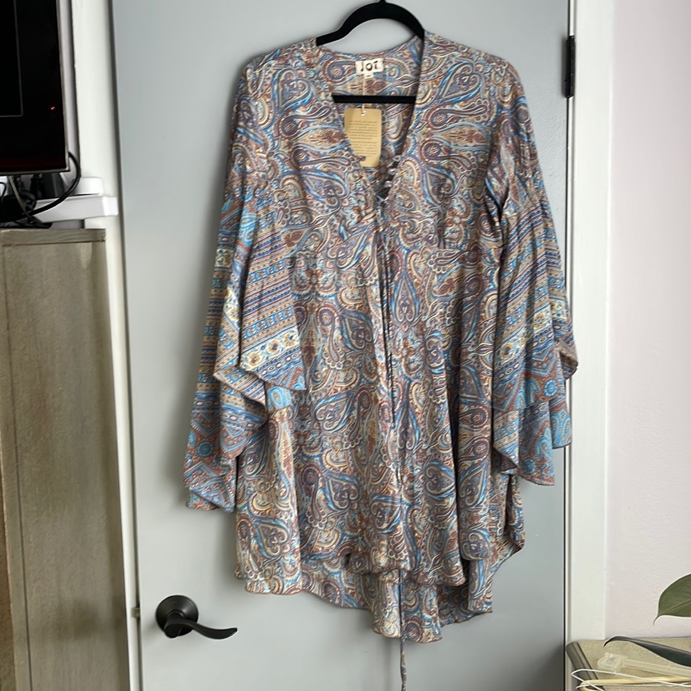 Jot 100% silk paisley mini dress , tunic, size M/L, new